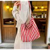 Bolso de Mano de Punto Versátil con Diseño de Nicho Estilo Coreano Bolso Tote Rayado Pequeño Lindo Bolso de Viaje