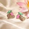Pendientes de Hoja Tricolor Exagerados Únicos Transfronterizos de Aguja de Plata para Mujer, Diseño Único de Nicho, Pendientes de Estilo Fresco al por Mayor