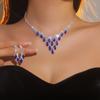 Joyería Nupcial de Moda Dingka, Collar y Aretes de Zafiro de Alta Gama, Juego de Dos Piezas, Elegante Collar y Aretes