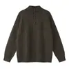Roupas Vintage Yidao 2026 Outono Novo Estilo Vintage Old Money Gola Alta Solta Pulôver de Botão Suéter de Tricô Versátil para Homens