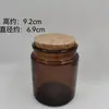 Taza de Vidrio Hecha a Mano Personalizada para Vela, Color Marrón Vintage con Tapón de Madera, Contenedor Portavelas de Aromaterapia, Pequeño Adorno de Portavelas Marrón