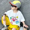Conjunto de Camisetas de Manga Corta de Verano para Niños, Conjunto de Dos Piezas de Pantalones Cortos de Estilo Coreano para Niños, Nuevo Estilo de Verano 2026 Camiseta Moderna para Niños