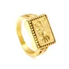Anel simples retro clássico banhado a ouro com anel único transfronteiriço Europa e Estados Unidos ins não desbota aço inoxidável masculino e feminino