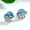 Aretes de botón con fragancia floral desbordante, aretes de cristal, estilo coreano, europeos y americanos, lindos, moda, temperamento, aretes de joyería