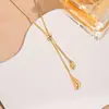 Pendientes de Acero de Titanio con Forma de Gota Grande y Pequeña de Nuevo Estilo Transfronterizos para Mujer, Diseño Sencillo de Borla, Ajustables, Sensación de Alta Gama, Set de Joyería que No Se Desvanece
