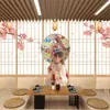 Papel de Parede Estilo Japonês Tatami Sala de Chá Papel de Parede Script-Killing Madeira Maciça Imitação 3D Quarto Privado Bistrô Restaurante de Sushi Revestimento de Parede