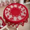 Mantel Transfronterizo Estilo Americano Encaje Hueco Tema Navideño Rojo Atmósfera Hogar Mesa de Café Mantel Mantel para Mesa de Comedor