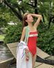 Corea del Sur Nuevo Ins Vintage Simple Tirante Delgado Ajustado Cubriente Conservador Racing Piscina Traje de Baño Mujer Fuente Termal