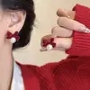 Pendientes de Fuegos Artificiales de Circonita Roja de Año Nuevo para Mujer 2026 Nuevo Estilo Popular Pendientes Únicos y Hermosos