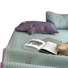 Estilo Ins Rayas Simples Juego de Tres Piezas Color Contrastante Combinar Seda Fresca Seda de Hielo Alfombra Suave 1.2m Dormitorio Doble 1.8
