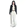 Jeans de Pierna Ancha Lavados en Blanco de Cintura Alta Estilo Americano High Street para Mujer Otoño e Invierno Sueltos Combinan con Todo Aspecto Delgado Pantalones Largos