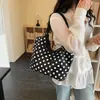 Bolso Tote de Lona de Gran Capacidad a la Moda con Lazo para Mujer 2026 Primavera Nuevo Versátil Lujo Ligero Bolso de Hombro/Axila de Lunares