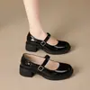 Nuevos Zapatos Mary Jane para Mujer Primavera 2026 con Punta Redonda, Tacón Grueso, Boca Baja, Zapatos de Piel Versátiles, Estilo Suave y Femenino
