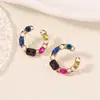 Yiwu joyería popular comercio electrónico transfronterizo geométrico incrustaciones de diamante nicho lujo ligero versátil moda aretes aretes para mujeres