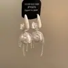 Agulha de Prata Moda Europeia e Americana Lindo Estilo de Noiva Brinco com Flor de Diamante e Franja Brincos Versáteis Brincos com Design Feminino