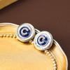 Aretes de Pin de Botón Redondo Italiano WF con Letra de Plata 925 Aretes Frescos de Verano para Mujer Joyería Aretes Sentido de Alta Gama