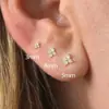 AliExpress Venda Quente Brincos de Trevo de Quatro Folhas Estilo Coreano Feminino Estilo Fresco Mini Brincos de Zircônia Micro Brincos Para Dormir Sem Complicação