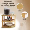 Estante de Almacenamiento de Tres Niveles con Tazón y Plato de Bambú y Madera, Estante de Almacenamiento Simple, Estante Expositor para Cesta de Pan, Estante de Almacenamiento para el Hogar, Estante de Almacenamiento para Cocina