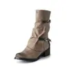 2026 Comércio Exterior Transfronteiriço Desejo Mais Vendido Estilo Britânico Fivela Botas Martin Salto Quadrado Salto Baixo Botas de Couro Femininas Tamanhos Grandes Botas