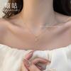 Xi Gu D0650 S925 Collar de luna de plata para mujer, estilo coreano, elegante cadena de clavícula con incrustaciones de diamantes, diseño de nicho, cadena para el cuello