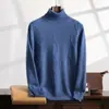 Suéter de Cachemira Doble Grueso Nuevo de Invierno para Hombre Cuello Alto Manga Larga talla extra Camisa Base Suéter de Color Sólido Ropa de Punto Casual