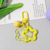 Chaveiro com pingente de estrela de cinco pontas vazado colorido criativo, pingente de sino de acrílico, bolsa de fone de ouvido para meninas, decoração
