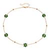 Collar de cadena con forma de bola de cristal y flores de color bohemio, joyería transfronteriza europea y americana, collar creativo de margaritas tejidas para mujer