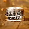 Anillo ancho unisex creativo de Cao Shi, anillo para el dedo índice de oso marrón del bosque, joyería animal de diseño nicho