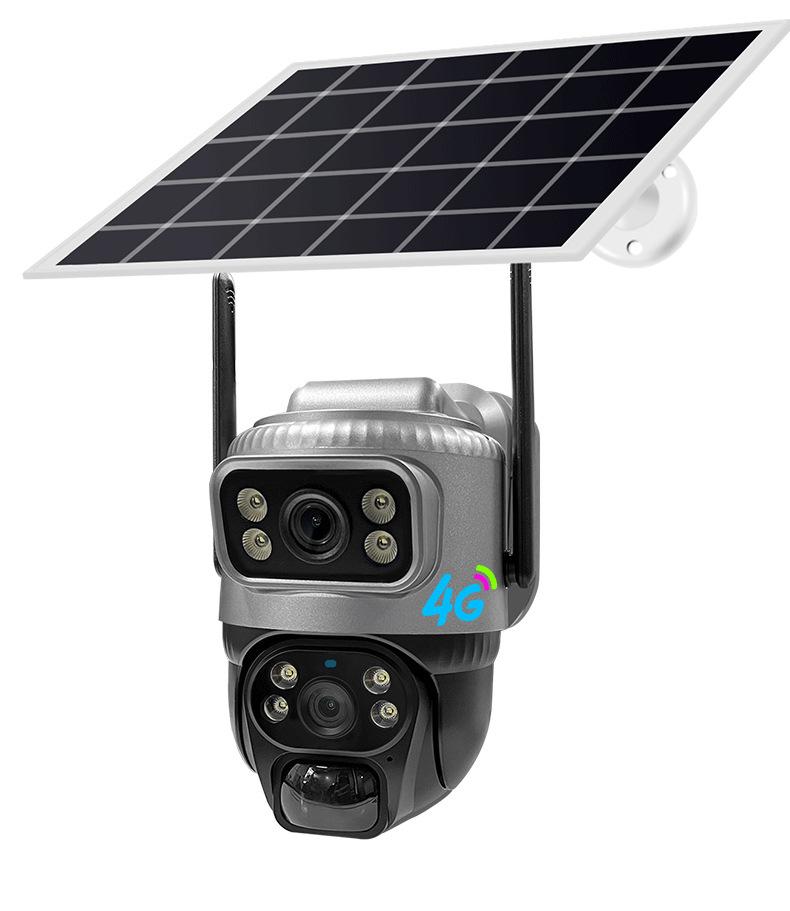 V380太阳能solarcctv摄像头家用手机远程双镜头室外