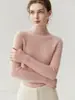 100% cachemir puro, corte ajustado, elegante, engrosado, cuello medio alto, capa base versátil, suéter de punto cálido