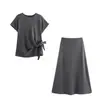 ZA Comercio Exterior 2025 Primavera Nuevo Estilo Europeo y Americano Moda Femenina Elegante Casual Suave Top Conjunto de Vestido Midi