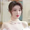 Pendientes Vintage Estilo Hong Kong Collar Vintage de Doble Capa con Perlas Collar para Mujer Lujo Ligero Nicho Joyería de Gama Alta Juego de Tres Piezas