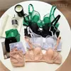 Uña de Gato Ultra-delgado Sexy Malla Hueca Ropa Interior para Mujer Pecho Grande Llamativo Pequeño Anillo de Acero Suave Pecho Anti-caída Conjunto de Sujetador