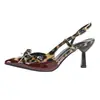 Zapatos de Tacón Alto con Estampado de Leopardo Estilo Europeo y Americano, Nudo en la Espalda, Punta Aguda, Sandalias de Tacón de Aguja Cómodas y Versátiles para Comercio Exterior Transfronterizo