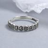Anillo de Texto Retro de Plata Esterlina 925 para Mujer Plata Tailandesa Envejecida Anillo Abierto Diseño de Personalidad Sentido ins Joyería de Mano Elegante