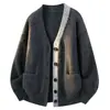Nueva Colección Otoño/Invierno 2026: Cárdigan de Punto con Cuello en V de Corte Relajado, Suéter Unisex de Color Bloqueado de Corte Holgado, Ropa Exterior Casual y Versátil