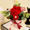 Artesanía Transfronteriza Tejido Ramo Pomposo Girasol Rosa Flor de Lana Flor Artificial Cubo de Abrazo Adorno Regalo