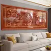 Pintura de Parede Escultura em Madeira Dongyang Madeira Maciça Chinesa Sala de Estar Parede de Fundo Pintura Decorativa Pingente Escritório Placa Decorativa Horizontal para Pendurar na Parede