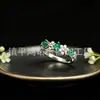 Anel de Chalcedônia Verde Inlaid Novo Tendência Banhado a Prata Atacado, Anel de Pedra Preciosa Verde Jade Ágata Elegante Feminino