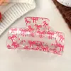 Pinza Transparente para el Cabello con Lazo de Corazón para el Día de San Valentín, Pinza Cuadrada de Gama Alta de Tamaño Mediano para la Parte Posterior de la Cabeza, Lindo Accesorio para el Cabello