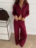 Nuevo Estilo Otoño e Invierno Europeo y Americano Estilo Perezoso Conjunto de Suéter Cardigan para Mujer Tops Cómodos Europeos y Americanos + Pantalones Conjunto de Dos Piezas Tejido