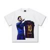 2025 Cross-border New Messi Futebol vintage Camiseta de manga curta American Street Retro Heavy Cotton Camiseta da moda