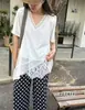 2026 Nuevo Estilo de Verano Chaleco Coreano de Encaje sin Mangas con Cuello en V y Dobladillo Asimétrico, Estilo Vacacional, Top Versátil para el Día a Día