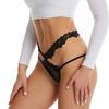 Novo verão europeu e americano cinto fino cintura baixa fio dental de renda bumbum de pêssego sexy lingerie feminina alta fenda tentação sexy