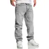 Jeans Rectos de Verano para Hombre 2026, Venta Caliente Transfronteriza, Pantalones Casuales Grises de Bloques de Color Estilizados, Modernos y en Stock