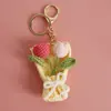 Dulce Colgante de Ramo Tejido a Mano, Elaborado Adorno de Ramo de Flores de Ganchillo de Hilo, Encanto Creativo de Bolso de Flores Hecho a Mano