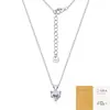 Colar de Prata de Lei S925 Formato Coração Moissanita Design Clássico Corrente Clavícula Colar de Prata Pura para Mulheres Venda por Atacado Ponto Cruzado