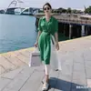 Vestido de Verano para Mujer, Vestido de Dos Piezas de Manga Corta, Estilo Largo que Cubre el Cuerpo, Vestido Largo Estilo Francés, Vestido que Ceñe la Cintura para Mujer