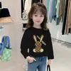 H2130 # Camiseta de Manga Longa para Meninas 2025 Nova Primavera e Outono Camiseta Básica Infantil Top Camiseta para Bebês Meninas Roupa de Primavera e Outono