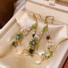 Pendientes Redondos Plegados con Borlas Tachonados de Pedrería Estilo Retro Europeo y Americano, de Moda y Versátiles, con un Toque de Lujo Ligero y de Alta Gama